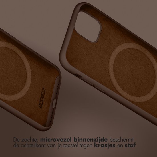 Binnenkant van bruine telefoonhoesjes met zachte microvezelvoering
