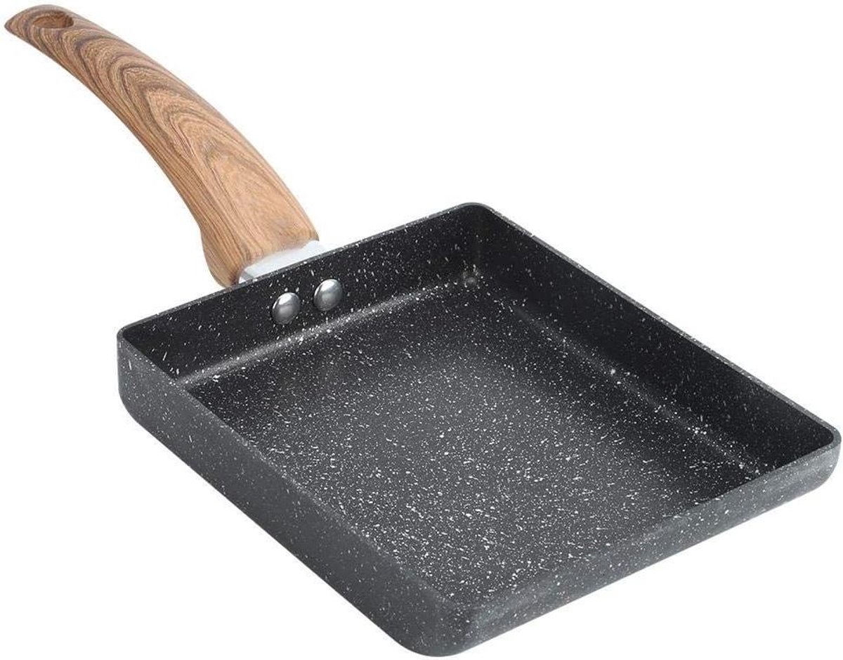 Omelet Pan - Koekenpan Ei - Ontbijt Maken - Nonstick Vierkant - 20 cm - Zwart
