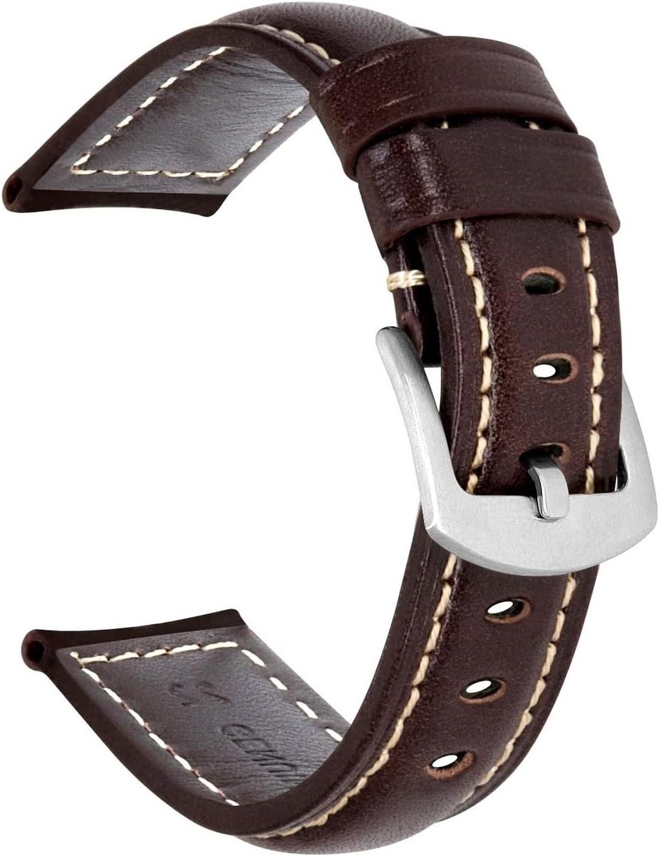 Horlogeband Vervanging - Unisex Band - Dagelijks Gebruik - Metalen Sluiting - 24mm Breed - Donkerbruin