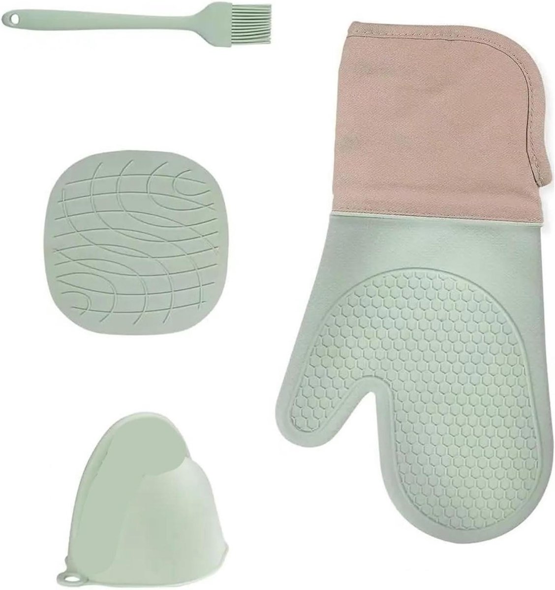 Ovenwanten - Hittebestendige handschoenen - Veilig koken - Waterdicht en flexibel - 33.5 x 14 cm - Groen