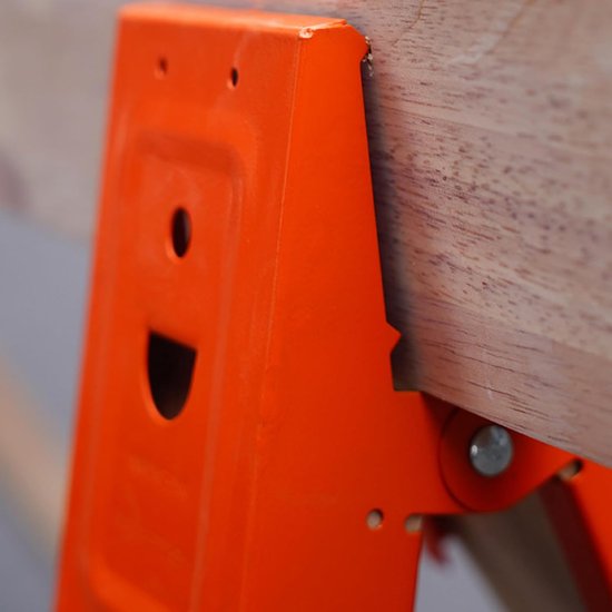 Zaagbok Beugels - Houtbewerkingssteunen - Hout Zagen - Koudgewalst Staal - 2 Stuks - Oranje — afbeelding 4