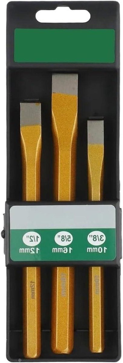 Steenbeitel Set - Metaalbeitels - Muren Breken - Gehard Staal - 3 Delig - Zilver