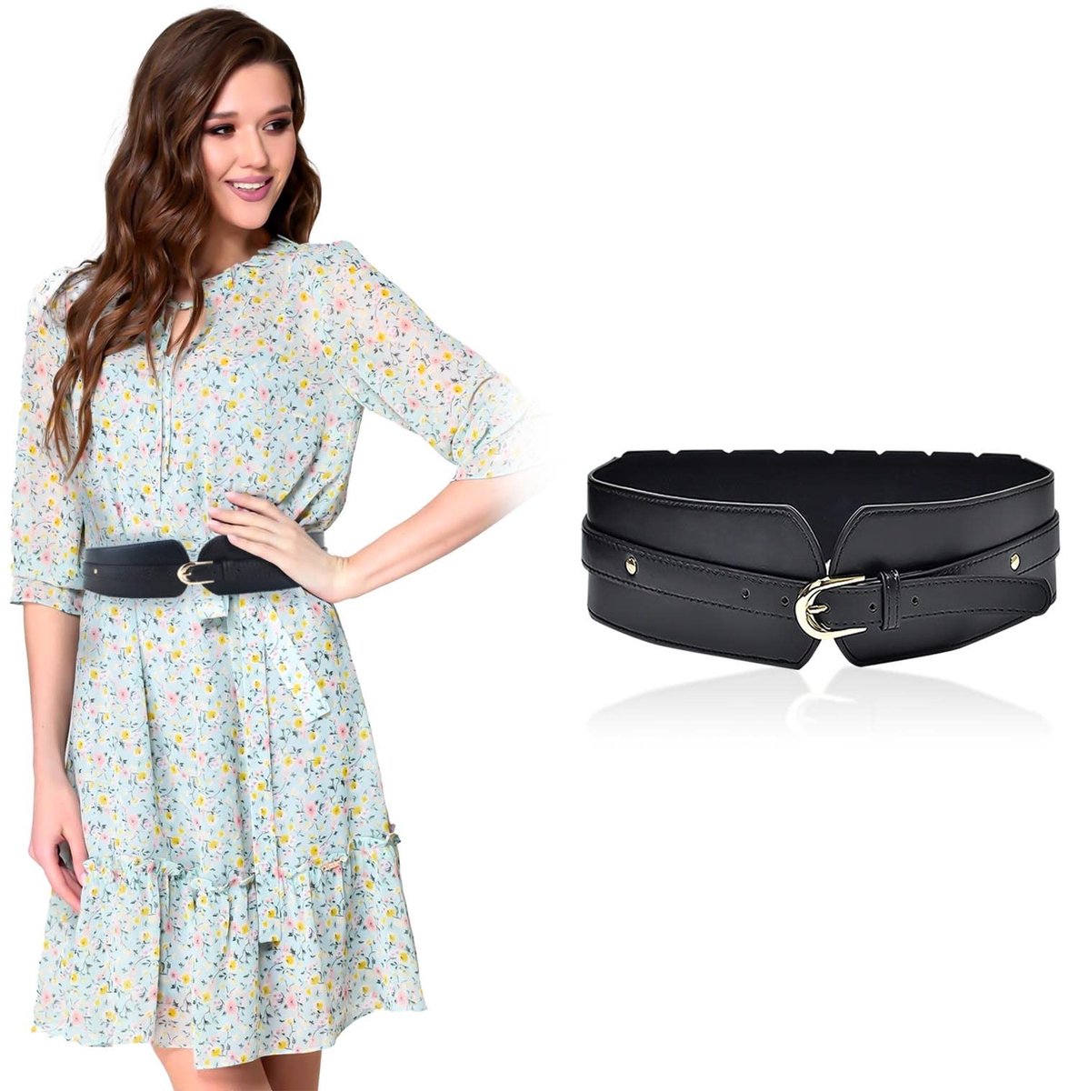aladdien - Vrouwen Elastische Brede Taille Riem - Dames Riem - Stijlvol en Comfortabel - Zwart - Stretch Cinch Riem - Perfect voor Jurken - Eén maat