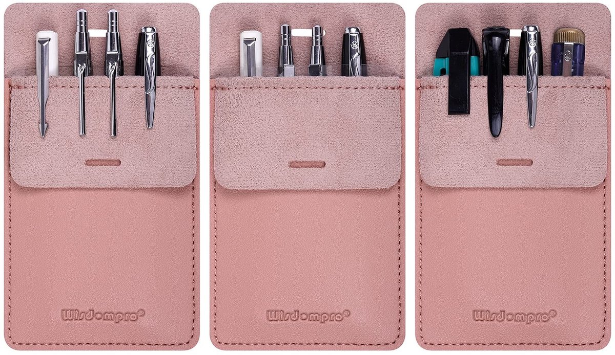 aladdien - Zakbescherming PU-leer - Pennenhouder voor overhemden - 3 stuks - Roze - Ideaal voor dagelijks gebruik - Perfect voor leraren en studenten