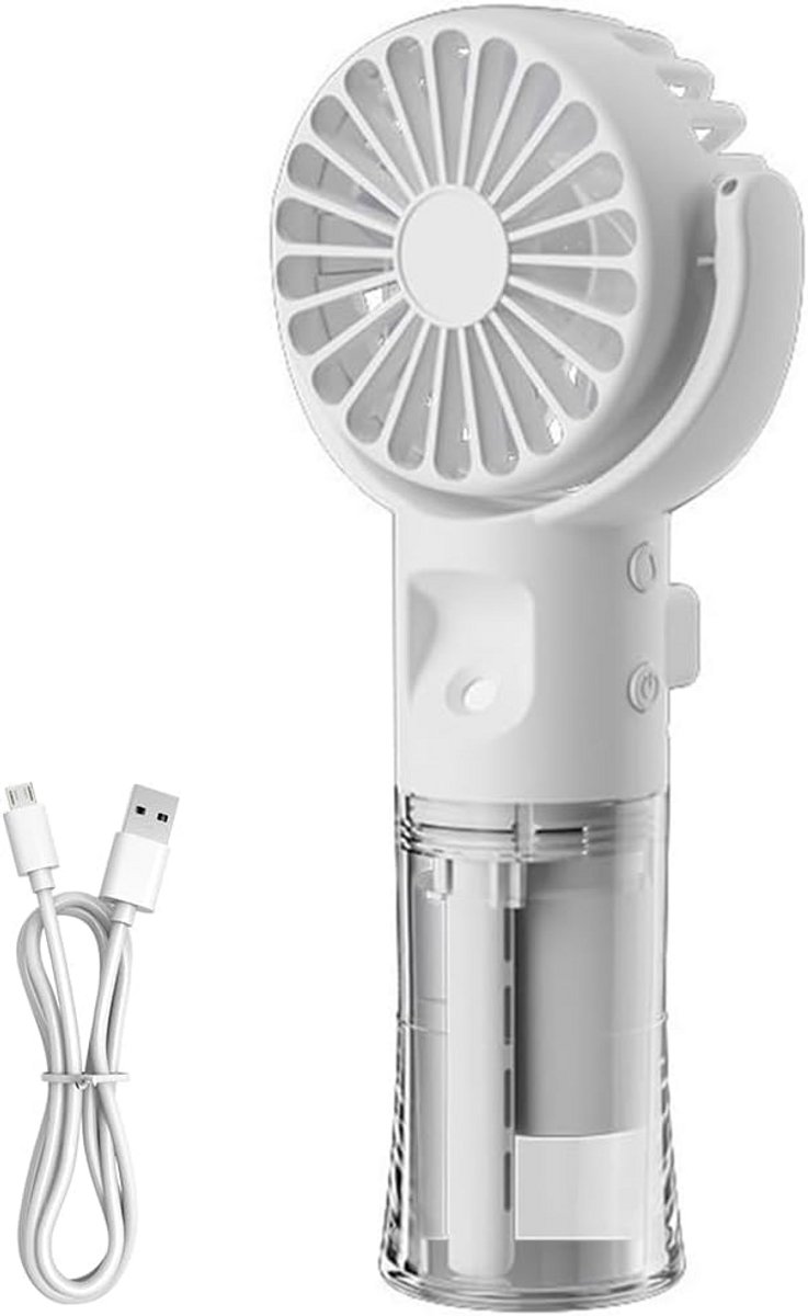 Draagbare Handventilator met Waternevelspray, USB Oplaadbaar, 4 Snelheden, Koel voor Buiten en Reizen