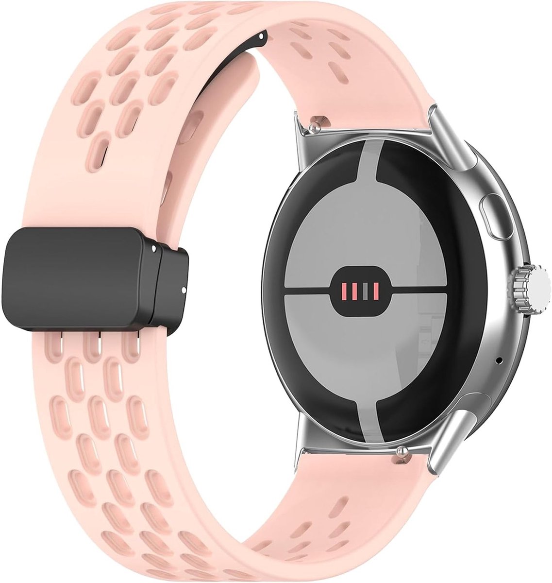 Sportieve Siliconen Horlogeband voor Google Pixel Watch 4/3/2/1 - Magnetische Sluiting, Roze, Comfortabel en Duurzaam