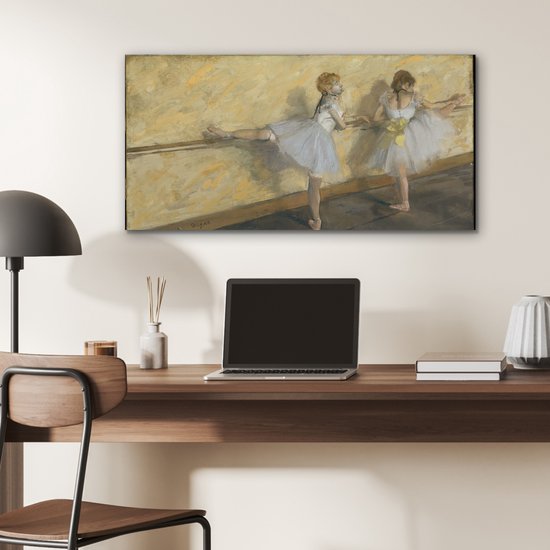 Aluminium schilderij 80x40 cm - Wanddecoratie metaal - Dancers Practicing at the Barre - Schilderij van Edgar Degas - Metalen muurdecoratie woonkamer - Decoratie industrieel - Foto op dibond - Industriële accessoires slaapkamer