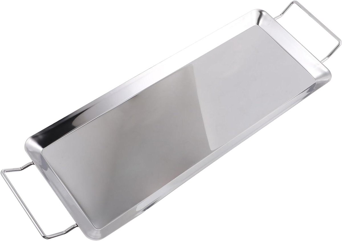 Stalen Grillplaat - Bakplaat BBQ - Buiten Koken - Antiaanbaklaag - 43.5 x 14.5 cm - Zilver
