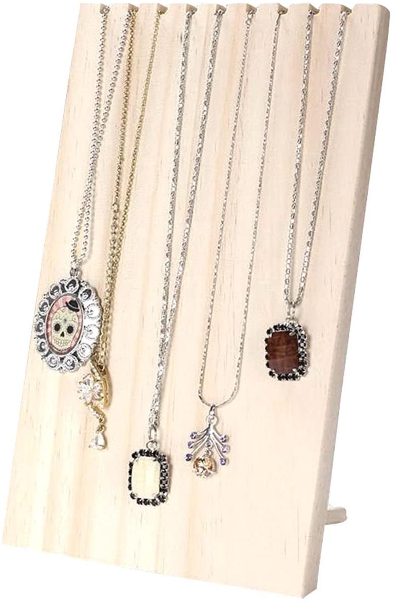 ONF3 - Houten ketting displayhouder - Sieraden organizer - 9 slots - 5,9x9,8 inch - Armband en ketting presentatie - Geschikt voor dames
