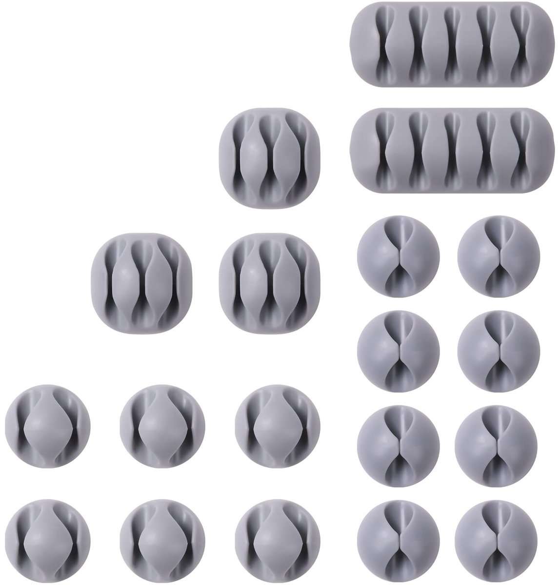 aladdien - Kabelclips - Kabelorganizer - Zelfklevend - Grijs - Kabelgeleiding - 20 Stuks - Geschikt voor Bureau - 2x6mm