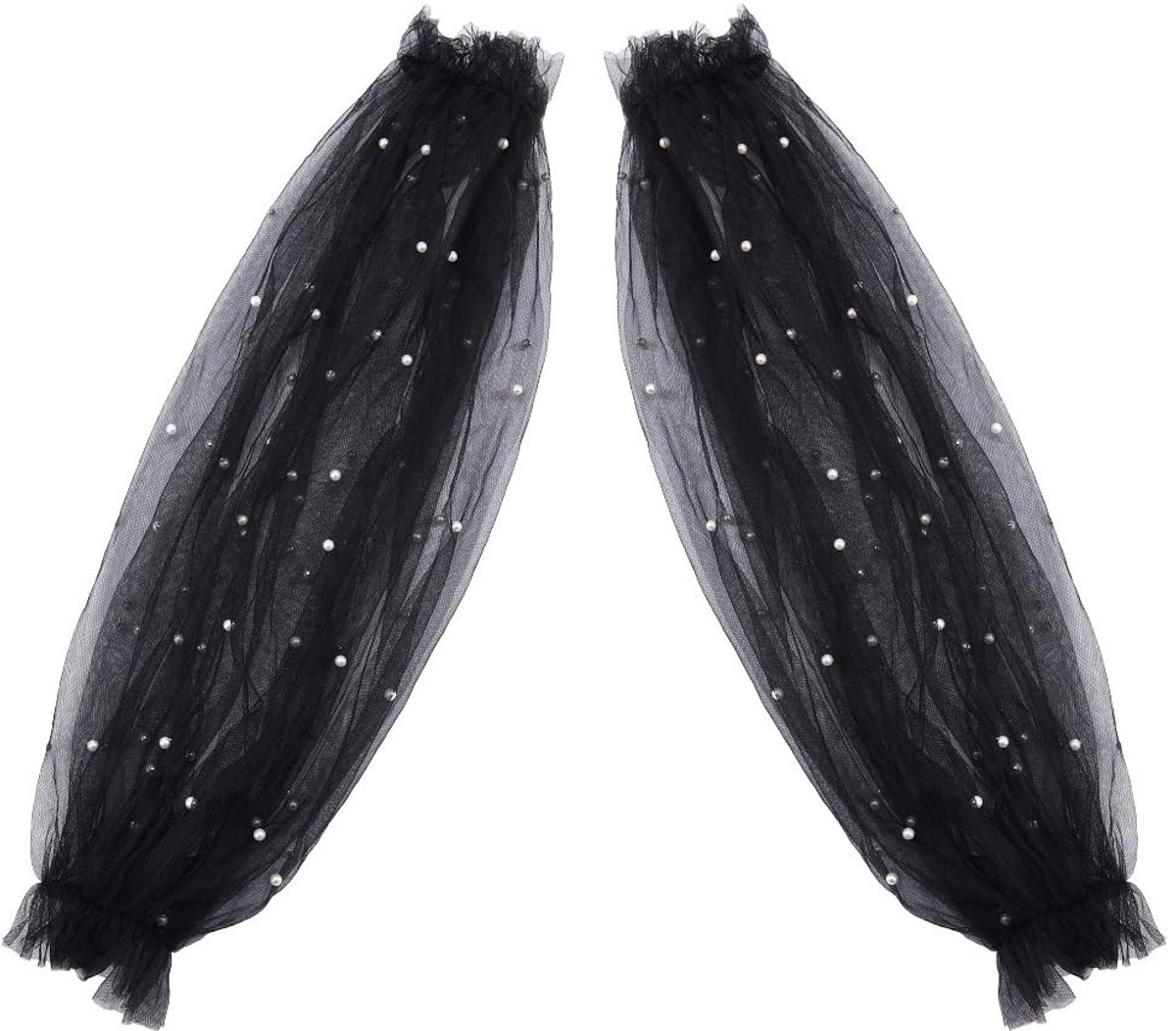 aladdien - Detachable Tulle Sleeves - Puff Sleeves - Perfect voor Bruiloft - Zwart - Kostuum Accessoire - Geschikt voor Avondfeesten - Elegante uits...