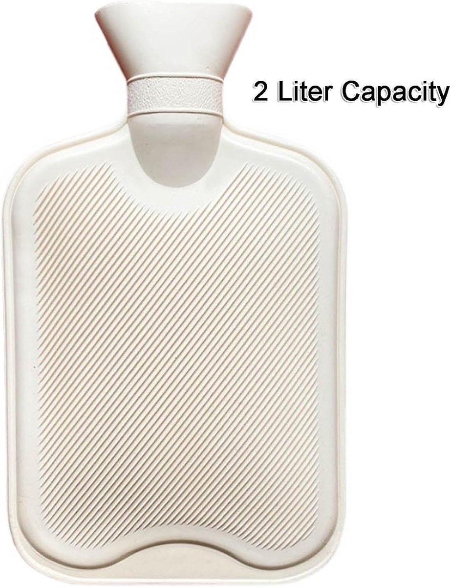 Warmwaterkruik Rubber - Warmte Kruik - Spierpijn Verlichten - Natuurlijk Rubber - 2 Liter - Wit – foto 7