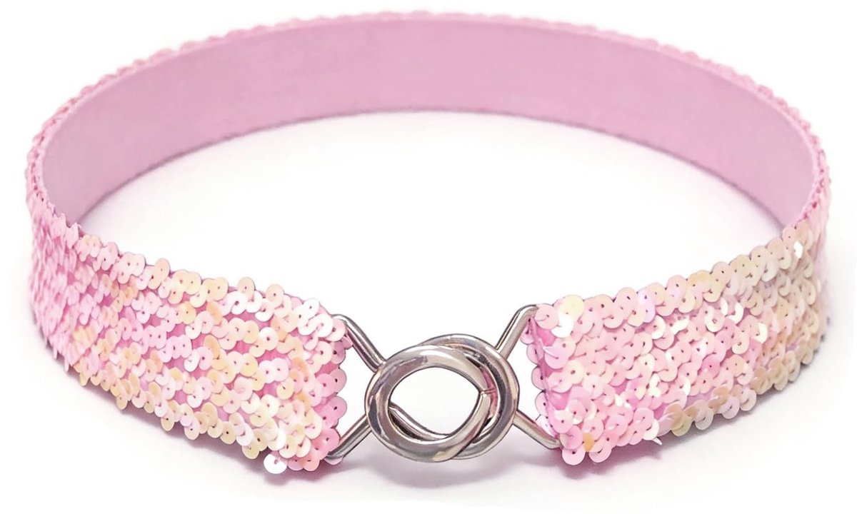 ONF3 - Dames elastische stretch riem - Paillettenversiering - Mode tailleband - Roze - Persoonlijkheid riem - Geschikt voor elke outfit - Dames ...