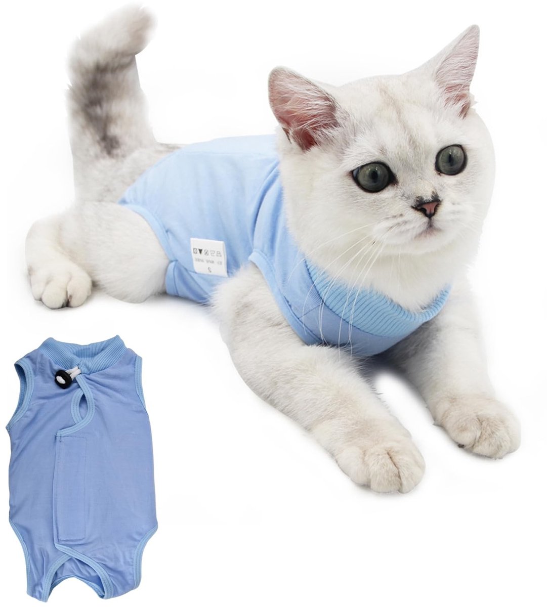 aladdien - Kattenonesie - Kattenherstelpak - Effectieve wondbescherming - M - Anti-likken - Voor medische zorg - Blauw