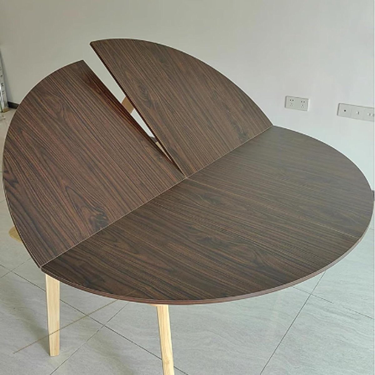 Rond Tafelblad - Opvouwbaar Blad - Extra Werkruimte - 4-voudig Opvouwbaar - 140cm Diameter - Walnoot