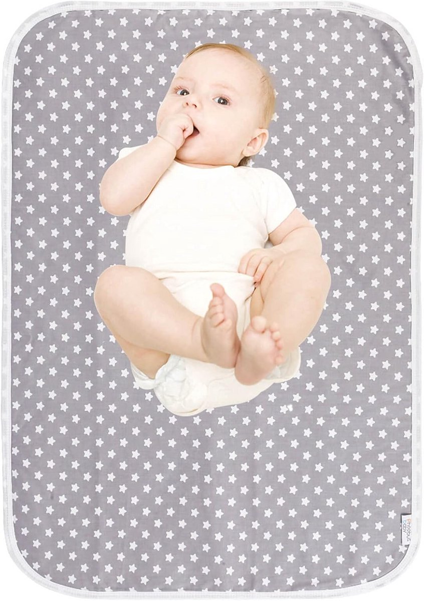 Baby draagbare luierverschoningskussen - grote zachte waterdichte aankleedkussentjes, herbruikbare onderkussens bedbeschermmat, perfect voor peuters baby's en pasgeborenen jongens meisjes (ster) (1
