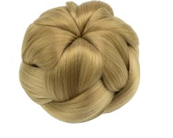 IMISSU Gevlochten Chignon Danser Pruik Chouchou Haarbedekking Donut Haarstukjes Scrunchies Haarbroodje Pruik Opgestoken Huwelijksfeest voor Dames (M1 As blond)