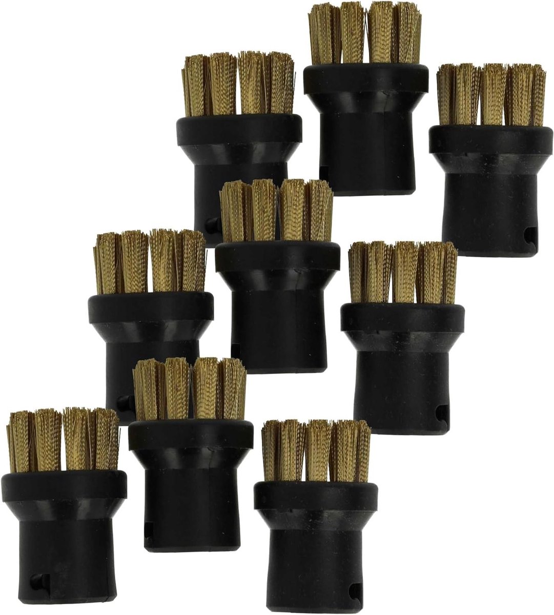 Ronde Borstel - Stoomreiniger Accessoire - Hardnekkig Vuil Verwijderen - Voor Kieren en Hoeken - 9 Stuks - Goud Zwart