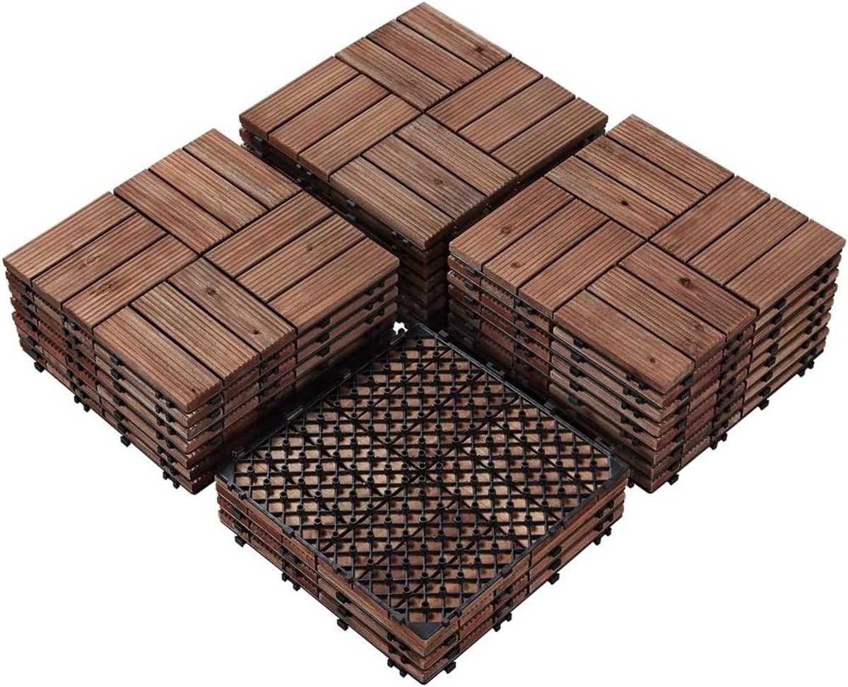 Houten Terrastegels - Composiet Vloer - Buiten Leven - Insteeksysteem - 30 x 30 cm - Bruin