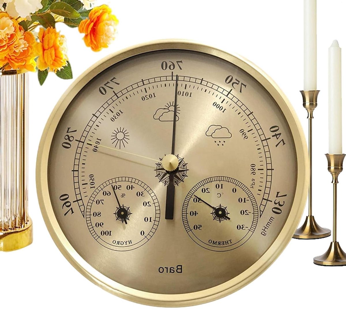 Barometrische drukmeter - Weerstation - Buitenactiviteiten - Marine duurzaamheid - 13 cm wijzerplaat - Zilver
