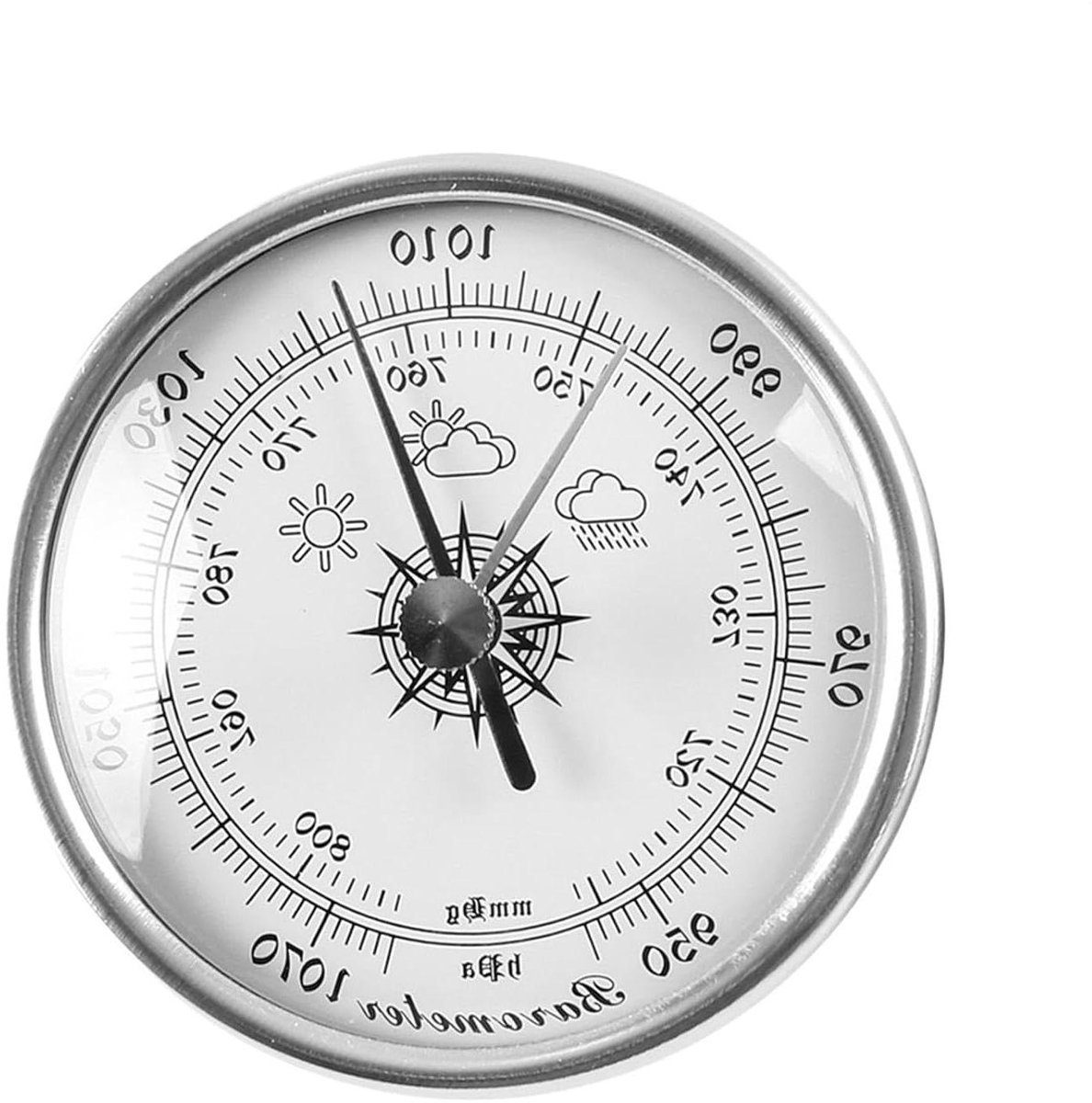 Weerdrukmeter - Barometer Analoog - Weer Monitoren - Zeer Nauwkeurig - 7.2 cm - Zilver