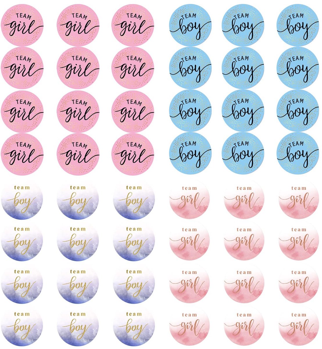 aladdien - Geslachtsstickers - Genderonthulling - Blauw en Roze - Baby Shower Decoraties - Party Uitnodigingen - 48 Stuks