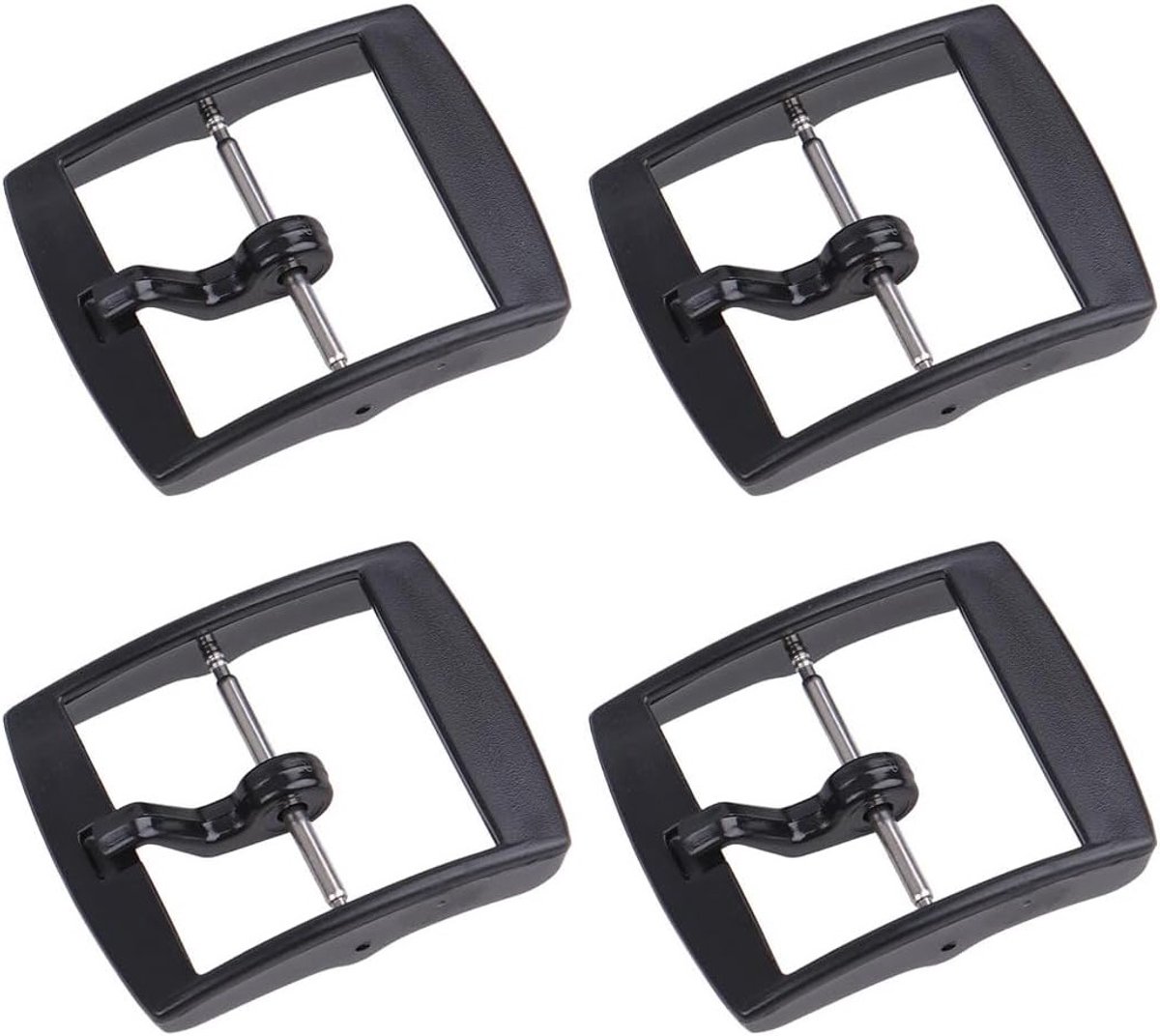 Rubber Horlogeband Lussen met Clip Sluiting - 4 Stuks Vervangende Horlogebanden, Plastic Gesp en Accessoires voor 20mm Horloges, Zwart, 3 * 2.5cm, Tijdloos Design