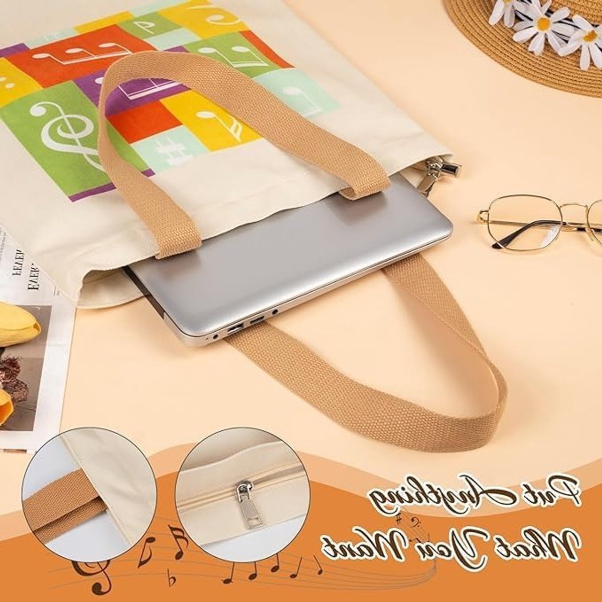 Herbruikbare Muziek Tote Tas voor Winkelen, Muziekles, en Buitenactiviteiten - Ideale Schoudertas voor Reizen en Training