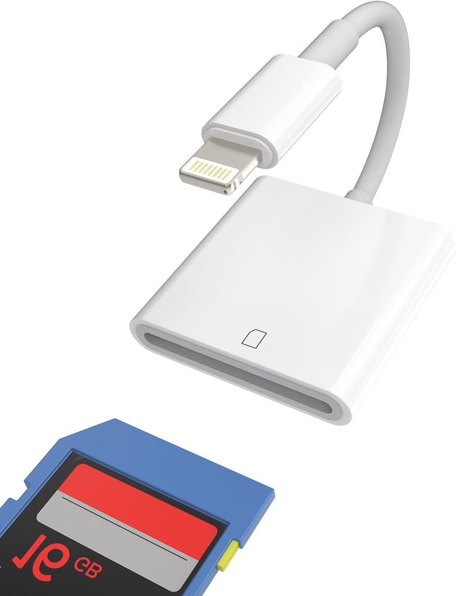 SD Kaartlezer voor iPhone en iPad - Lightning Adapter voor Foto's, Video's en Gegevensoverdracht