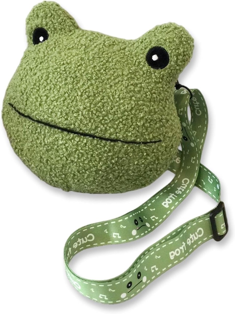 Schattige Schoudertas voor Meisjes, Pluche Handtas met Afneembare Kikker Sleutelhanger, Kleine Handtas voor Kinderen en Dames