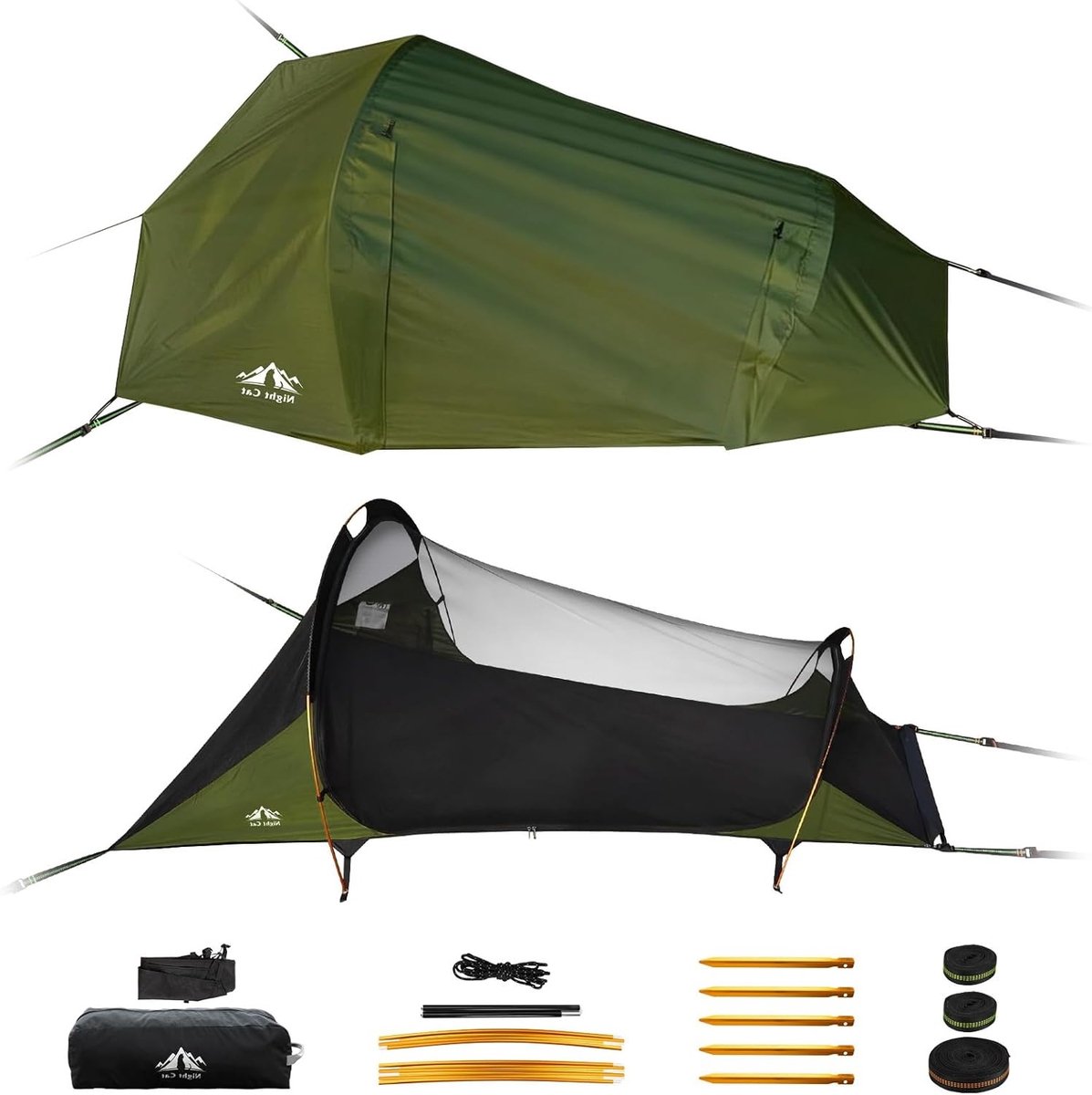 Camping Hangmat Tent voor 1 Persoon met Waterdichte Muggennet - Ideaal voor Bivak, Wandelen en Tuingebruik