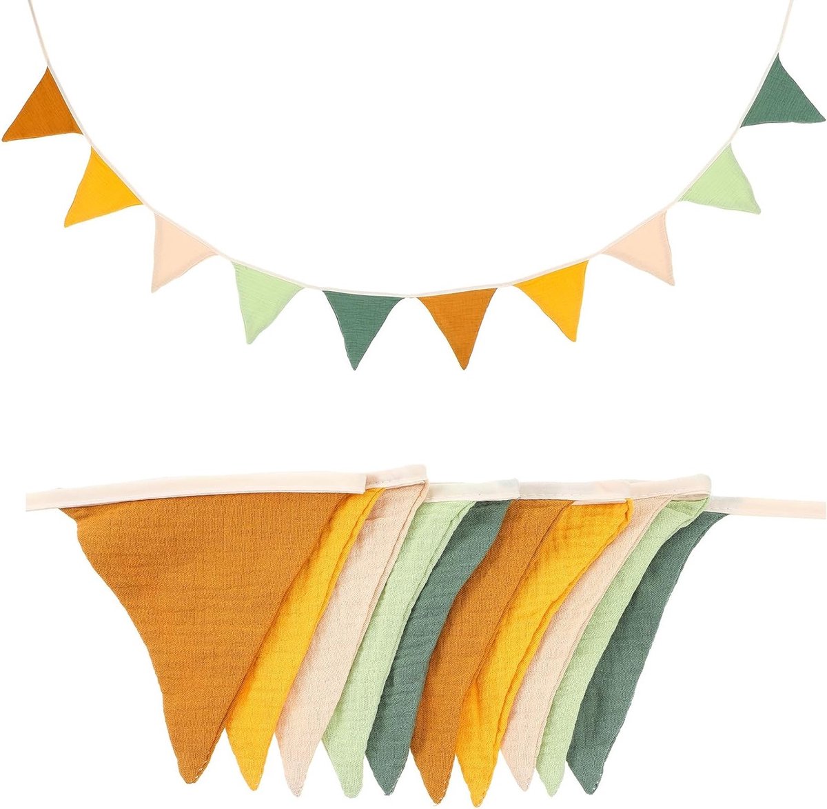 Vlaggenlijn voor Kinderkamer, 300 x 14 cm, Dubbelzijdige Hangdecoratie, Muslin, Wanddecoratie, Slaapkamer Accessoires, Cadeau voor Meisjes en Jongens