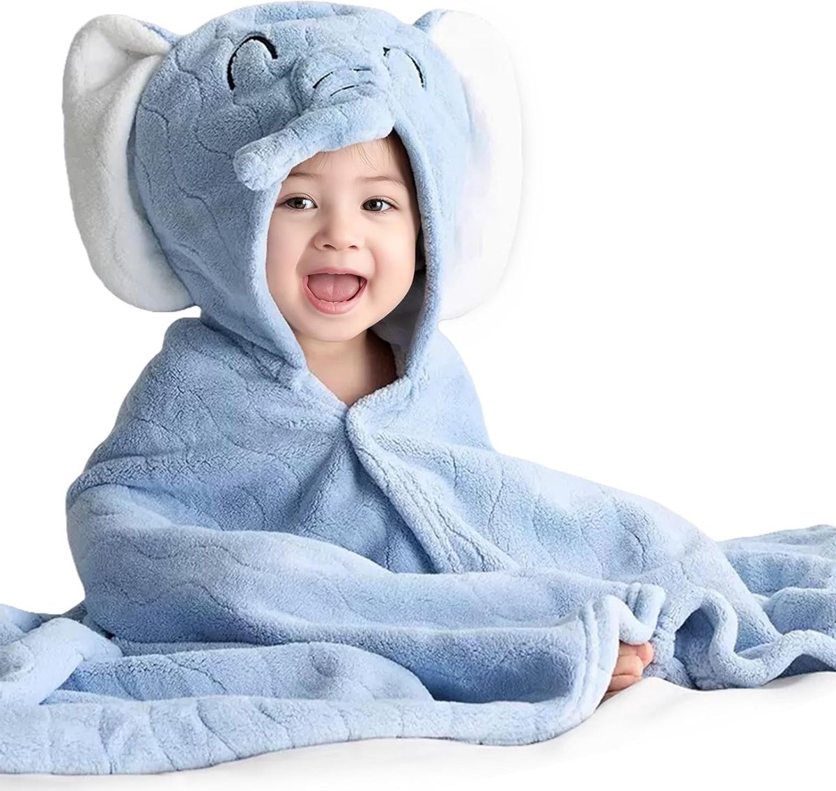 Hooded Baby Badcape 80 x 80 cm van Koraalfleece, Ideaal voor Pasgeborenen en Baby's, Blauw en Zacht