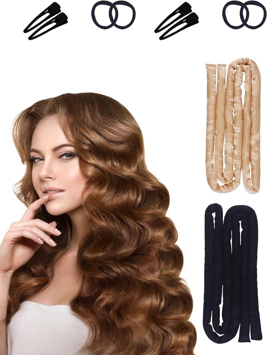 Kruidige Nacht Curlers voor Mooie Krullen zonder Hitte, Ideaal voor Lang en Kort Haar, Comfortabele Hoofdband voor Slaapgebruik