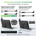 Aansluitschema's voor draagbare monitoren met twee of één USB-C-poort, met nadruk op 100W PD-opladen.