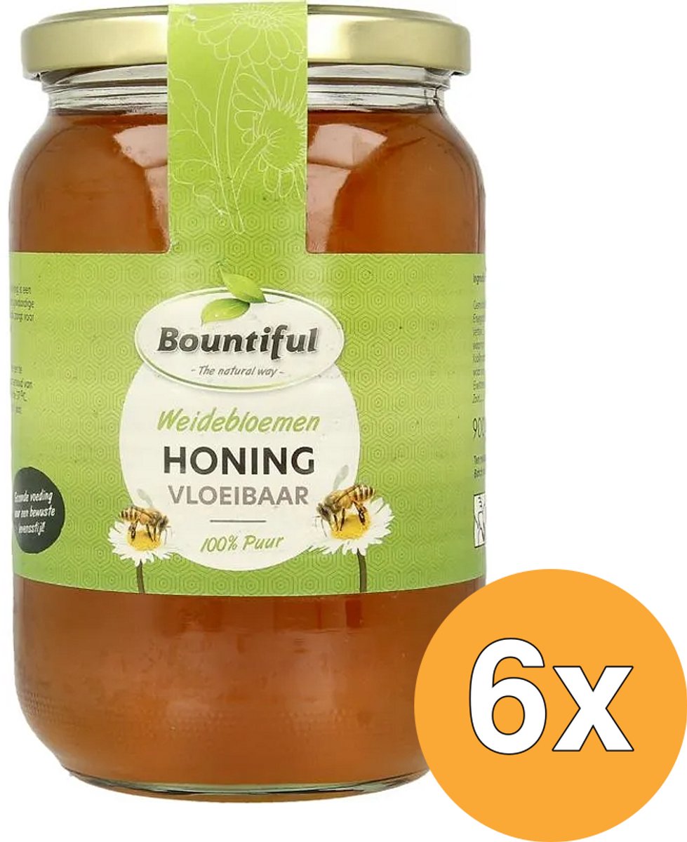 6x Bountiful Weidebloemen honing vloeibaar (900 gr)