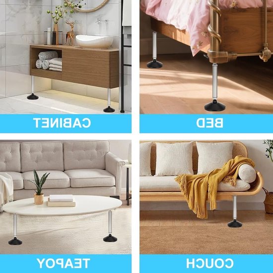 Verstelbare Steunbalk 38-52 cm, Ondersteuningssysteem voor Kasten, Sofas en Wastafels, Tot 300 kg Draagvermogen, Set van 2 voor Badkamer en Keuken — afbeelding 4