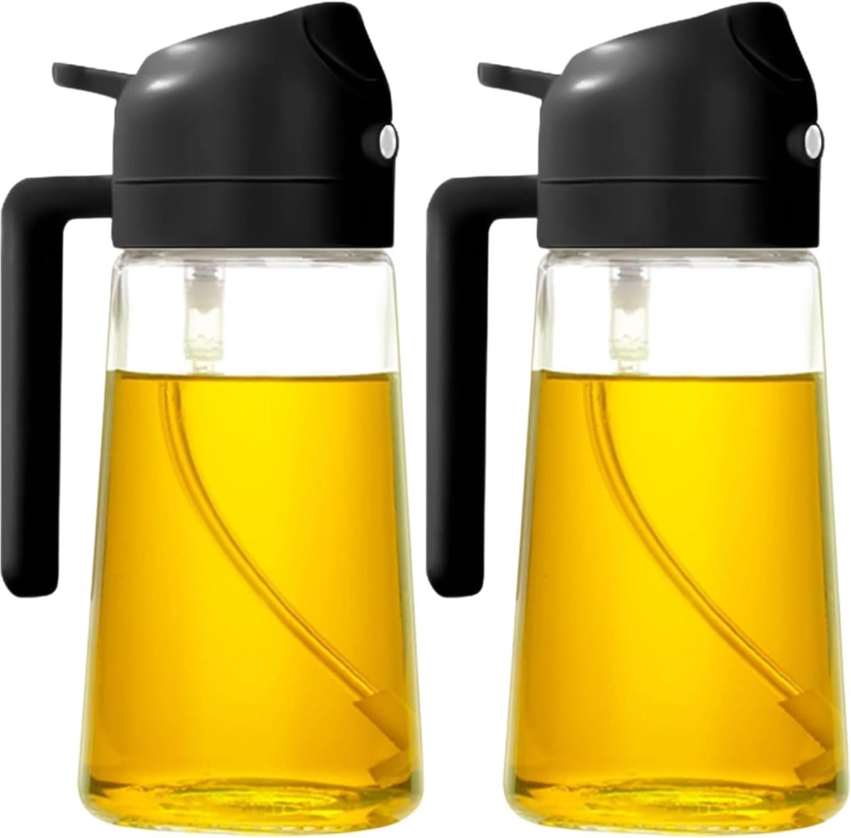 Dispenserfles voor Olijfolie - 2-in-1 Spuit- en Gietfles, Lekvrij Ontwerp, Ideaal voor Keuken, BBQ en Salades, 470ml, Set van 2