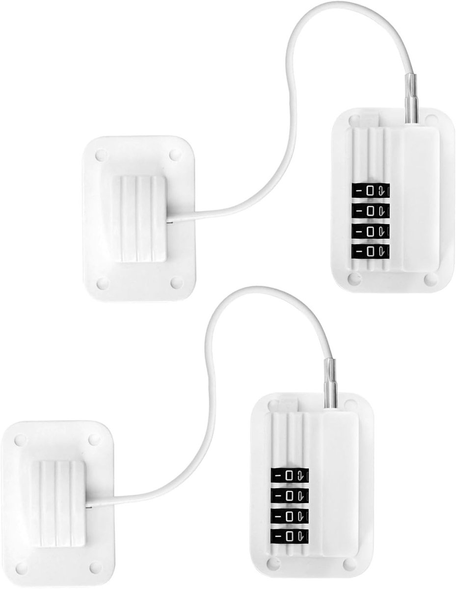 Set van 2 Veiligheidsloten voor Koelkast, Kast en Raam met Combinatielock, Geen Boren Nodig