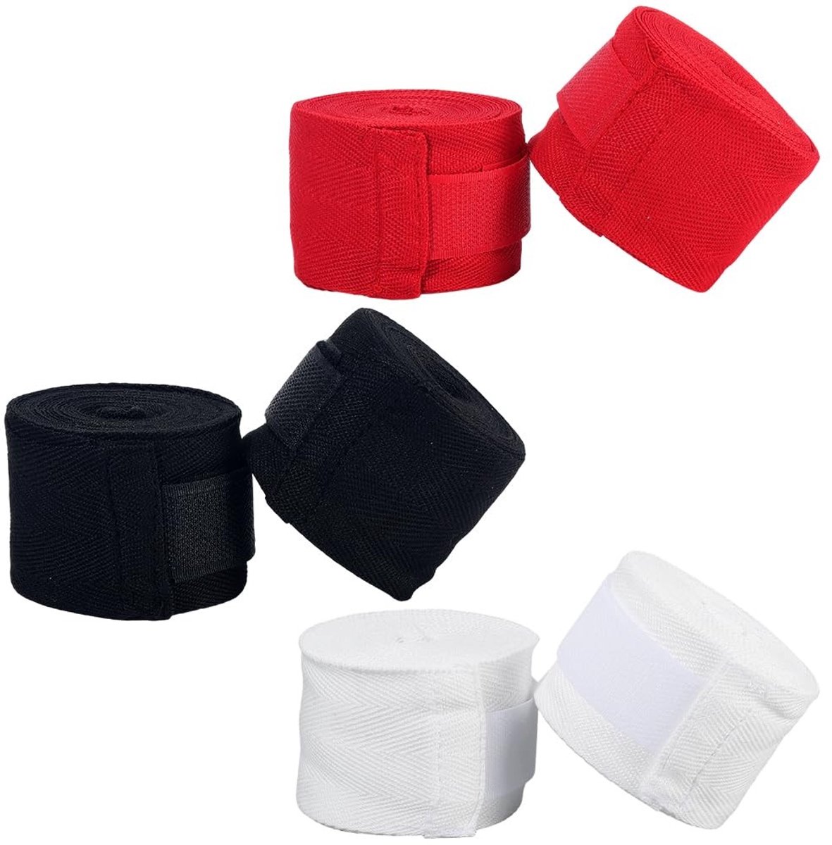 CREATCABIN Bokshandschoenen met Elastische Band voor Muay Thai MMA Kickboksen - Zwart Rood Wit - Pack van 6