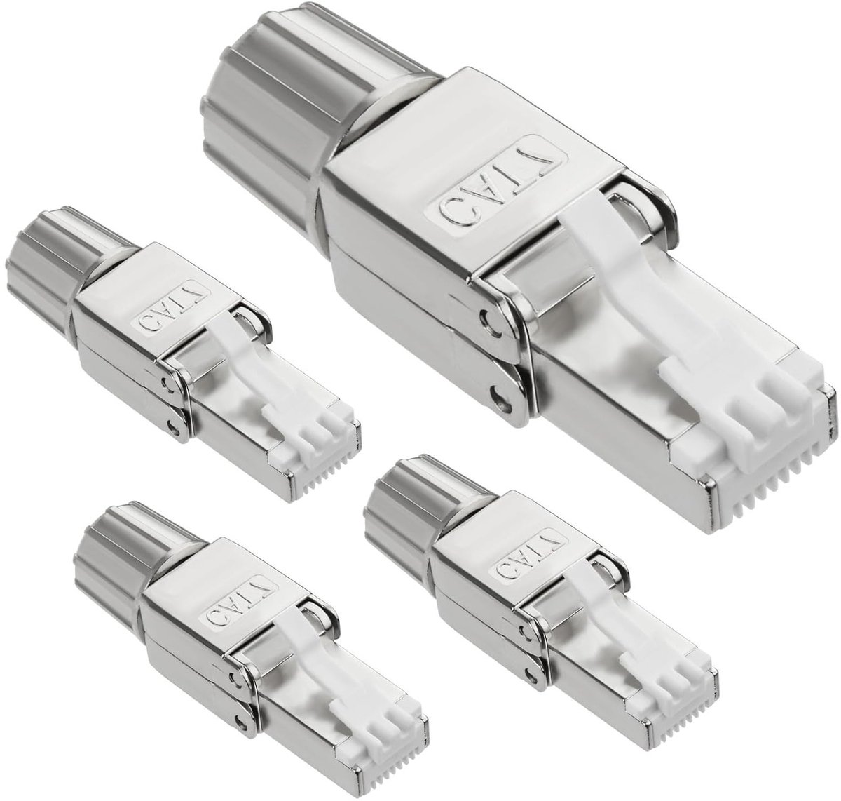 4 x RJ45 Plug CAT 8 LSA Cordless, Geschermde RJ45 Connector voor Router, Modem, Switch en Gaming Apparatuur, Snelle Verbindingen