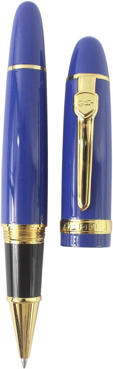 Zware grote rollerbalpen met gouden rand, zwarte inkt (0.7mm), ideaal voor professioneel gebruik