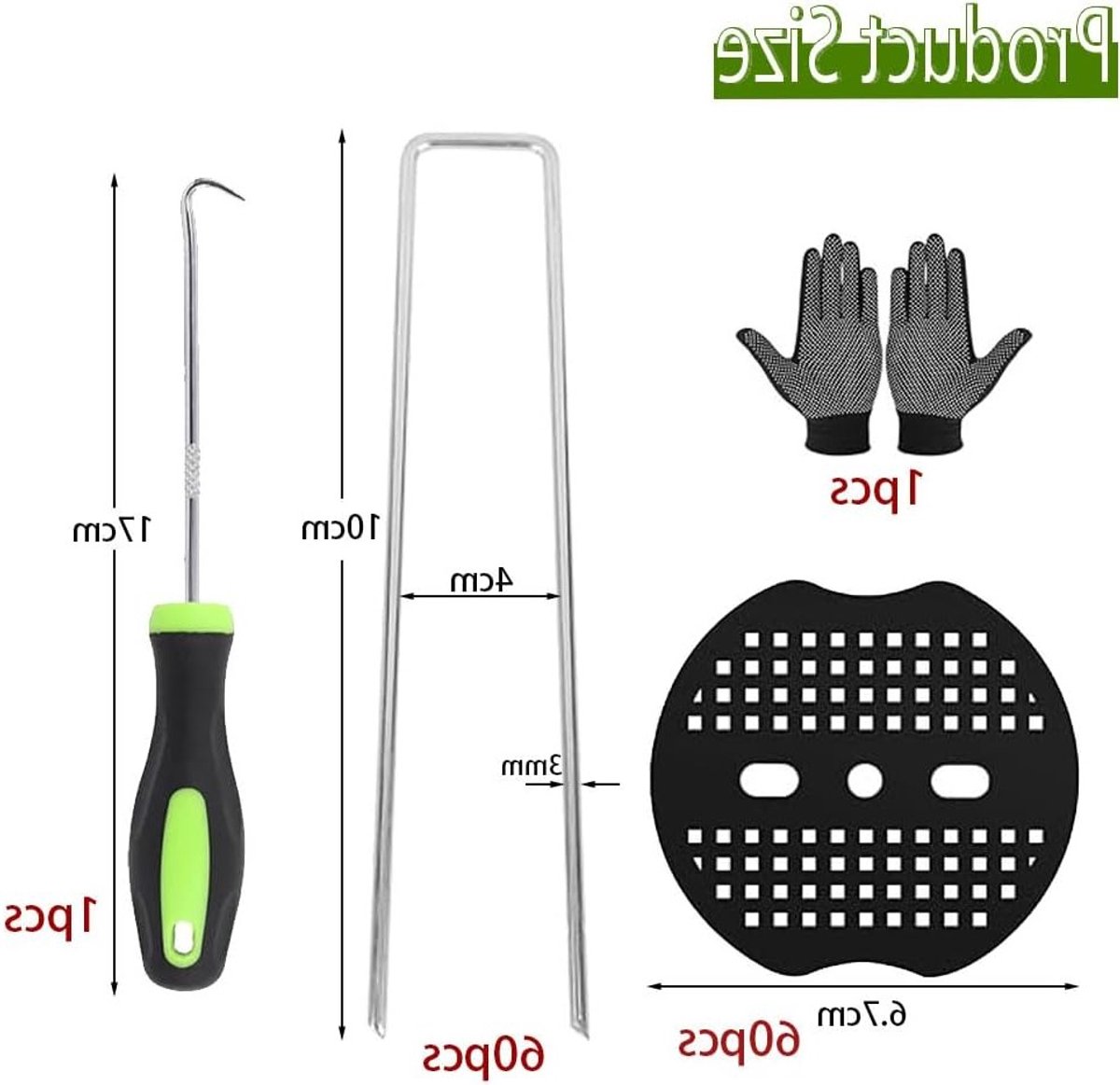Set van 60 tuinpinnen met 60 ringen, 10 cm lange gegalvaniseerde stalen pinnen, ideaal voor het bevestigen van tuinbedekking en mulch.