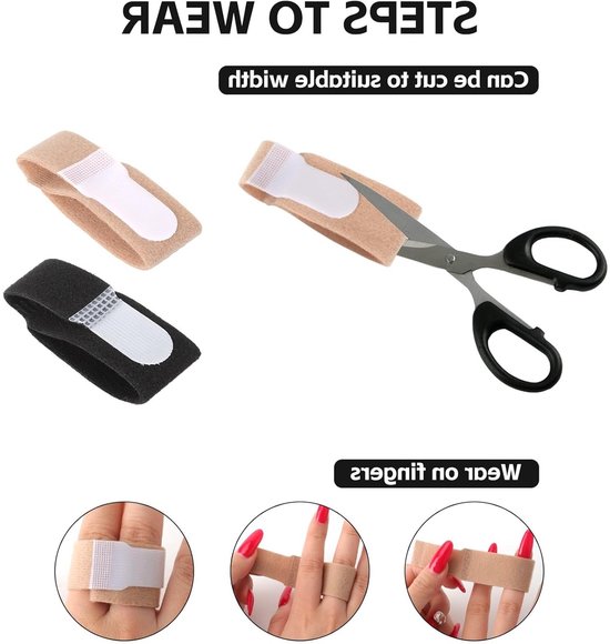 Set van 20 Elastische Vingerbandages voor Fixatie en Pijnverlichting, Herbruikbaar voor Vingers en Tenen, Zwart en Huidskleurige Opties van Merkloos — afbeelding 3