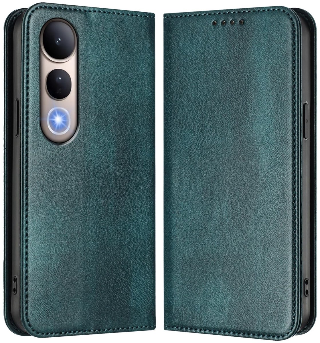 Seb2 - V50 Lite 5G/4G - Wallet Hoesje - RFID Bescherming - Donkergroen - TPU en Leer - Handige Kaarthouder - Geschikt voor V50 Lite 5G/4G