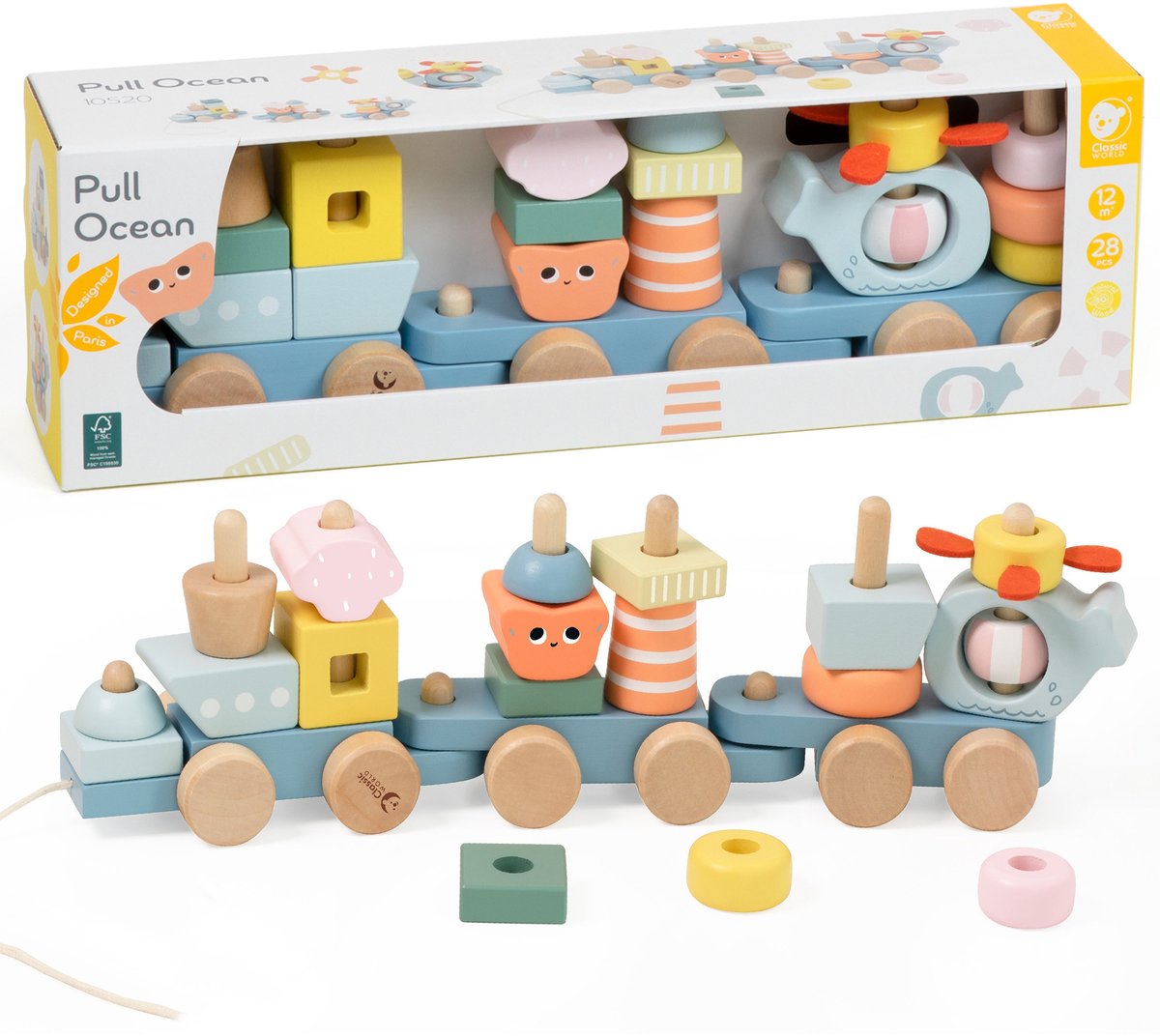 Klassieke wereld Montessori Ocean Railway houten puzzel - UNI