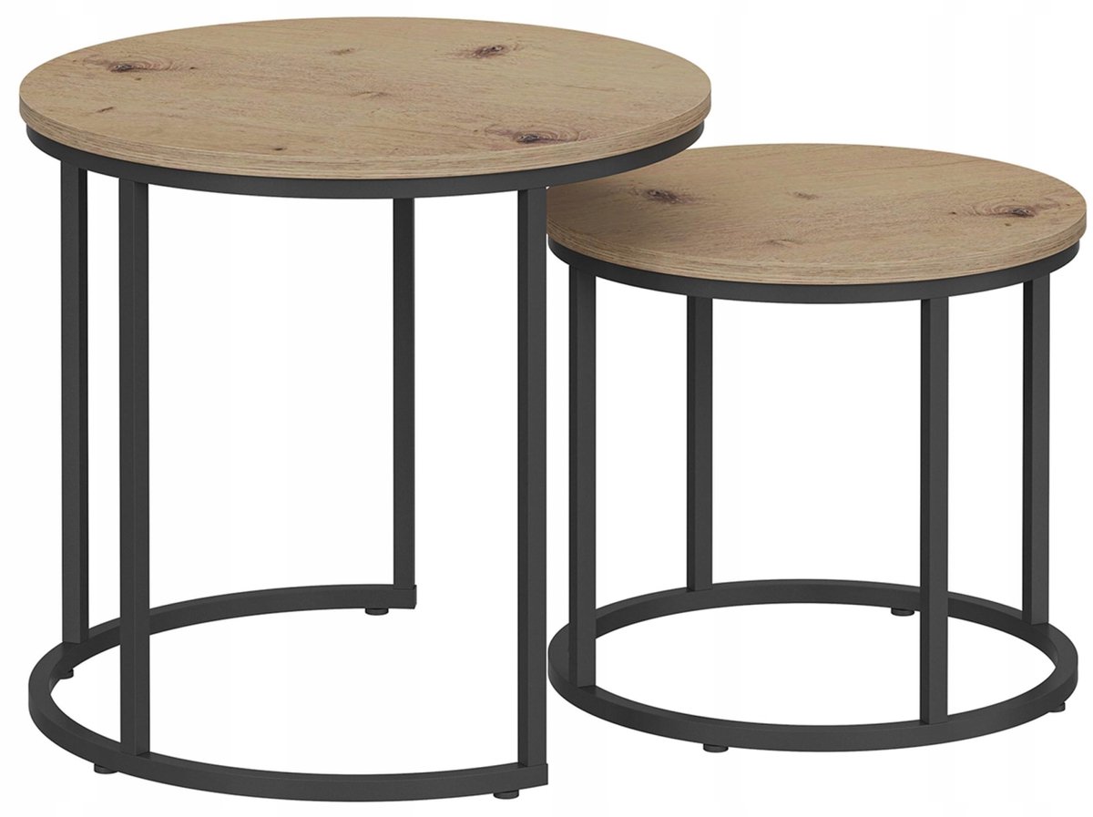MATKAM-KEVIN Loft Serie - Koffietafel Set - Artisan Zwart - Metaal - Set van 2