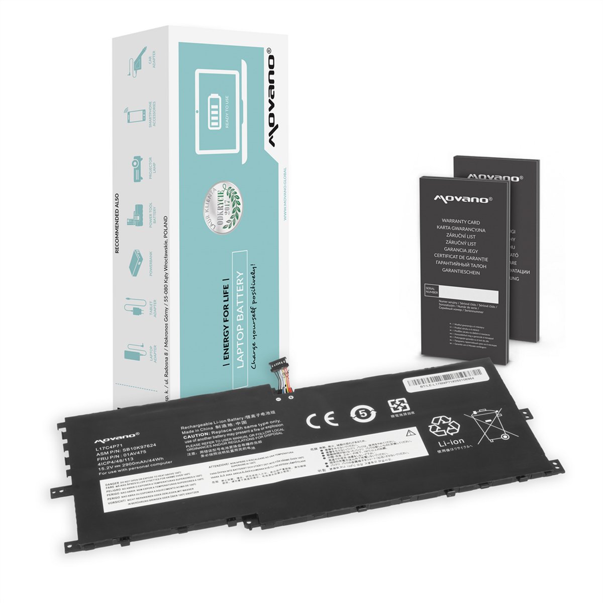 Movano - Batterij voor Lenovo ThinkPad X1 Yoga Gen 3 - Hoge kwaliteit - Lange levensduur - Veiligheidsmanagement