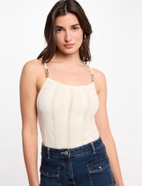 Morgan - Top en maille à fines bretelles 251-Molovic Ivoire - Taille : L
