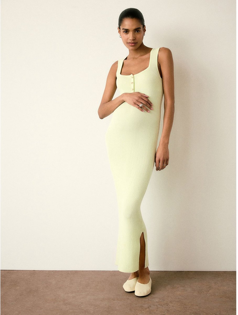 Next Dames - Gebreide borstvoedingsjurk met vierkante hals - Groen Lime Green